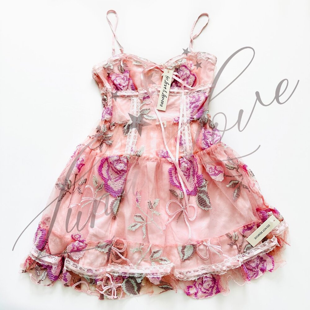 FOR LOVE & LEMONS Emmeline Embroidery Ruffle Mini Dress NWT - Picture 4 of 14